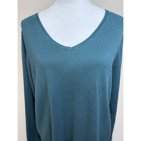 Loft Outlet Green Lightweight Knit Sweater Women's Size XL Long Sleeve V-neck - Picture 2 of 12